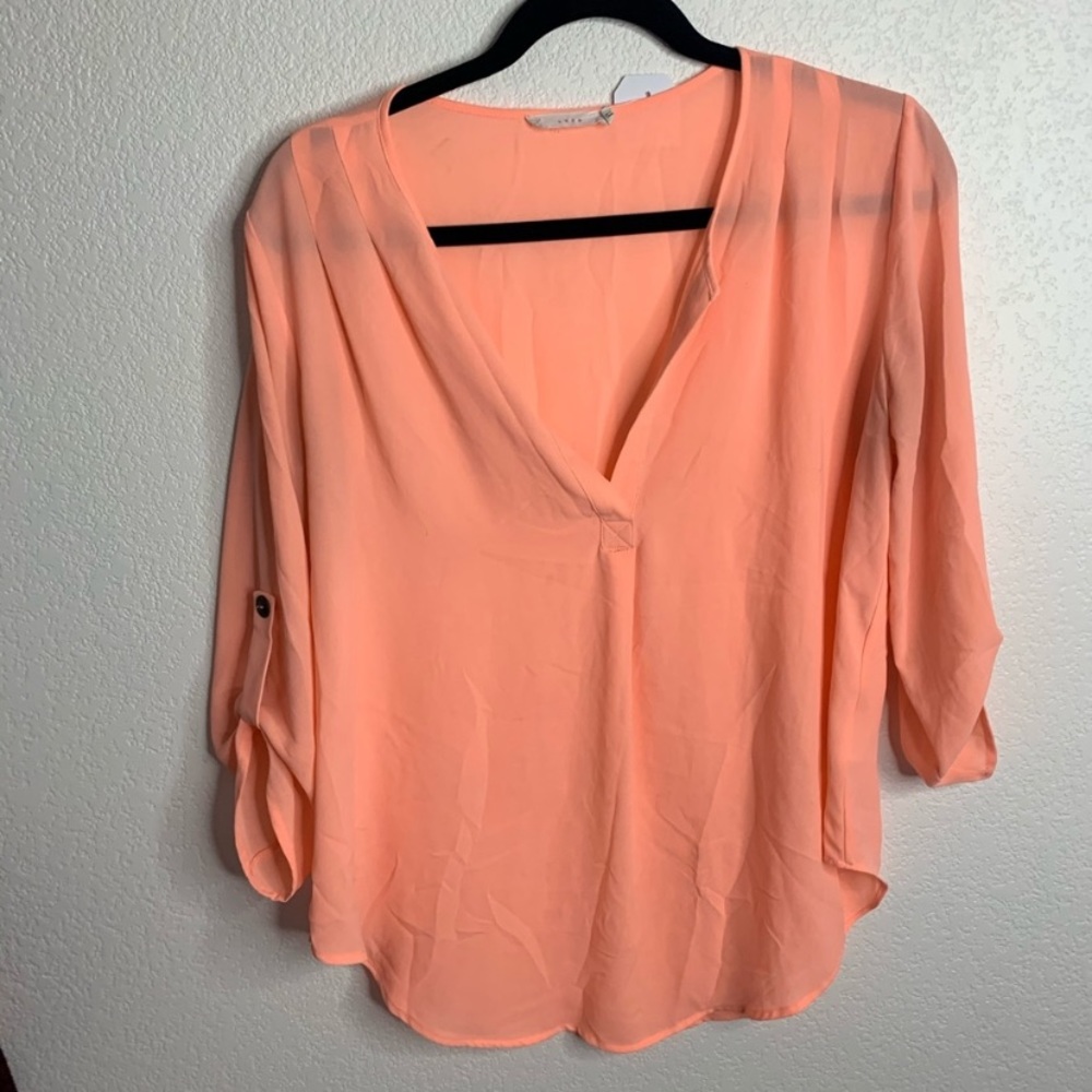 Lush M Split Front Coral Blouse